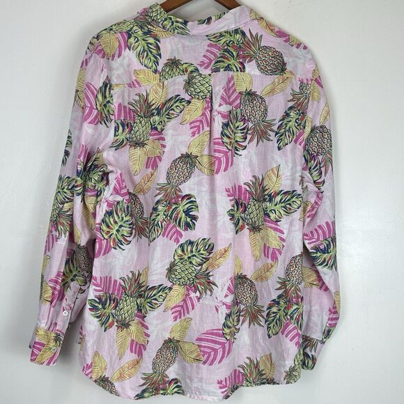 Tommy Bahama Women's Parc Linen Resort Coastal Tropical Camp Shirt Size XL Multi - Picture 7 of 13